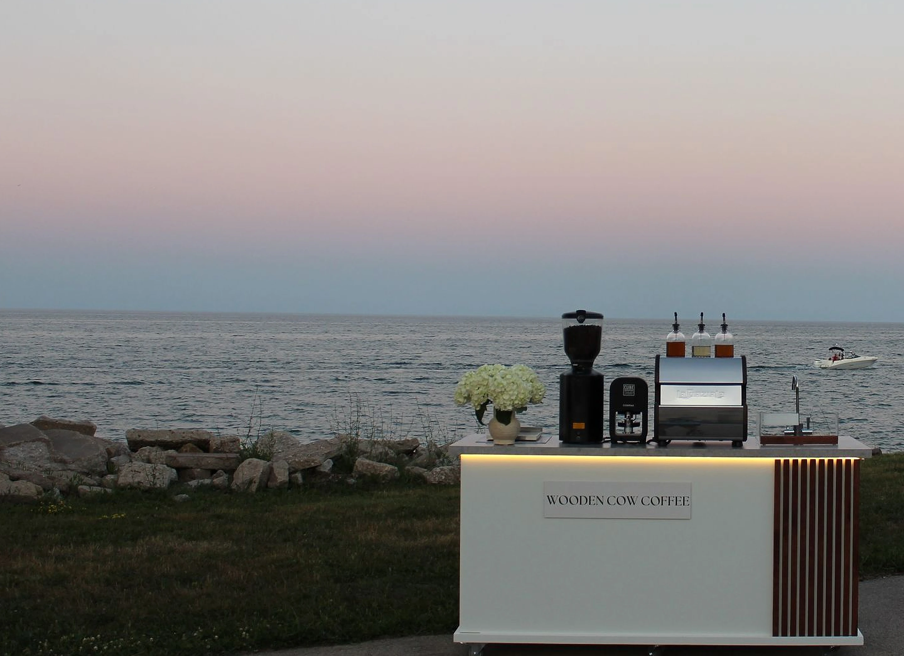 Mobile espresso bar setup at an event