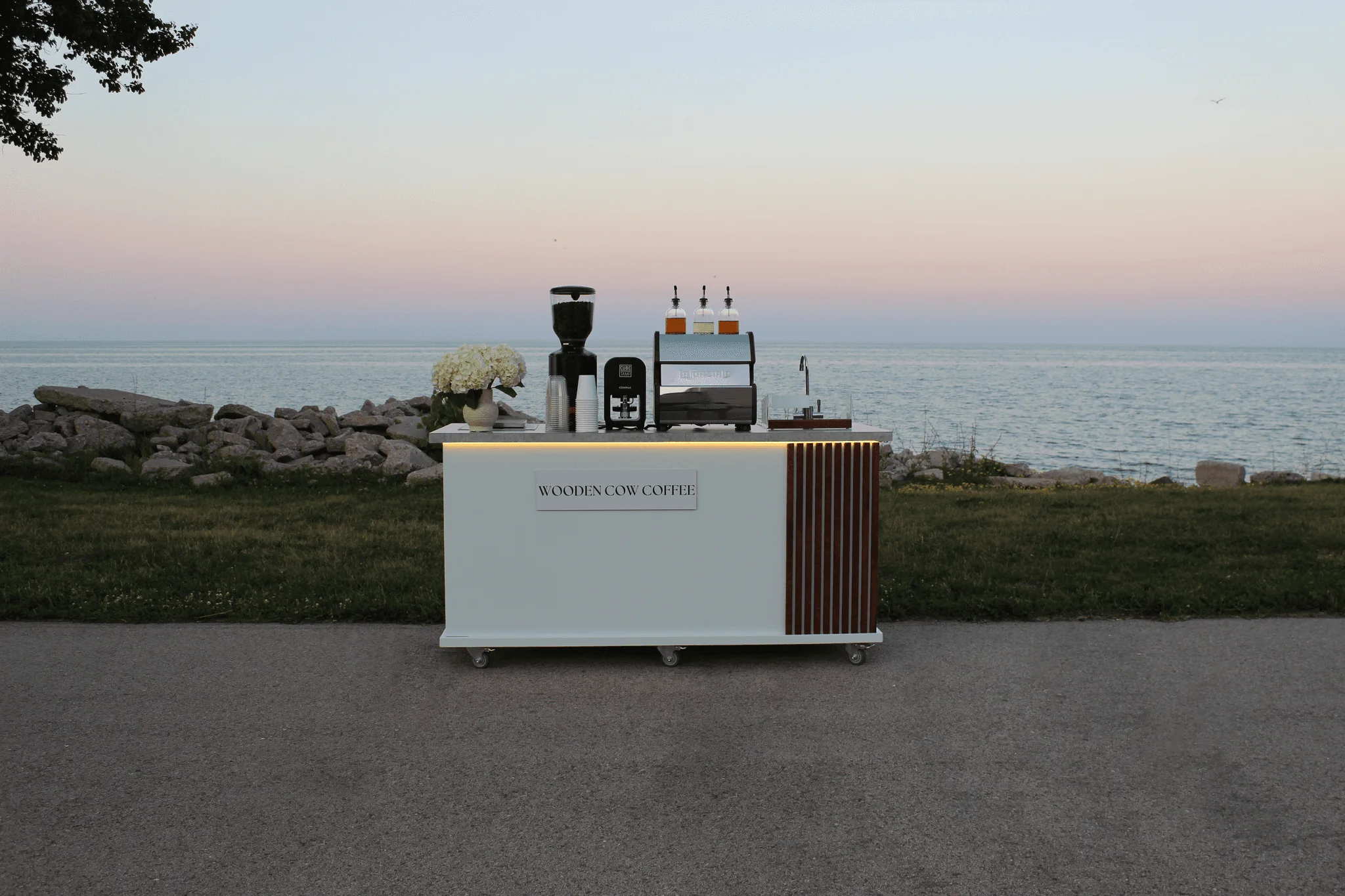 Coffee cart set near the lakefront
